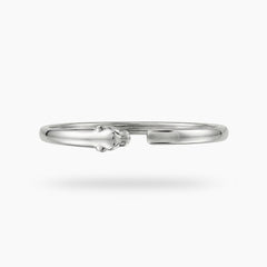 Tiger Bangle with Green Round Stone – on White Gold
