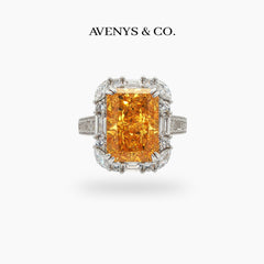 Eden Sunset Pave Ring with Yellow Emerald Stone – on White Gold
