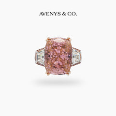 Trilogy Halo Ring with Pink Cushion Stone – on White Gold