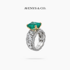 "The Oceanique" - Lab Paraiba Tourmaline and Lab Diamond Pavé Ring in 18k White Gold