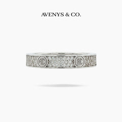 Halo Pave Slim Ring with White Round Stone – on White Gold