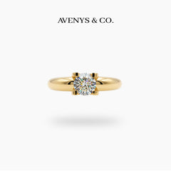 Suspension Max Ring with White Round Stone – on Yellow Gold