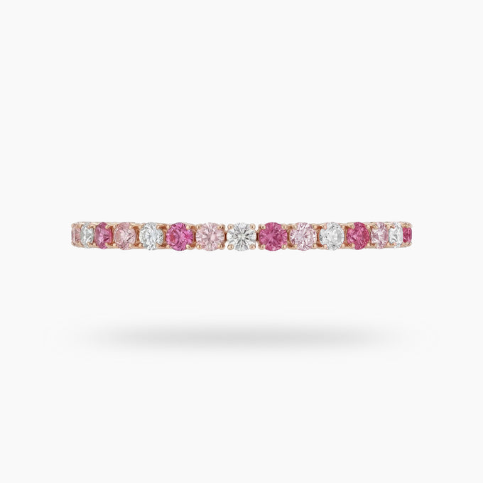 Rose Tennis Bracelet with Pink Round Stone – on Rose Gold