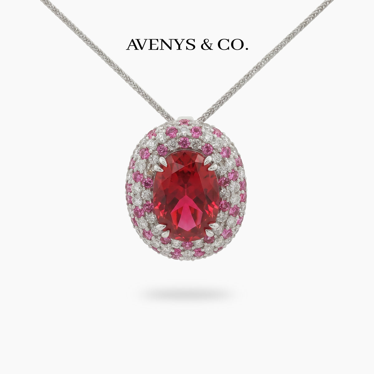Ruby Empress with Red Oval Stone – on White Gold