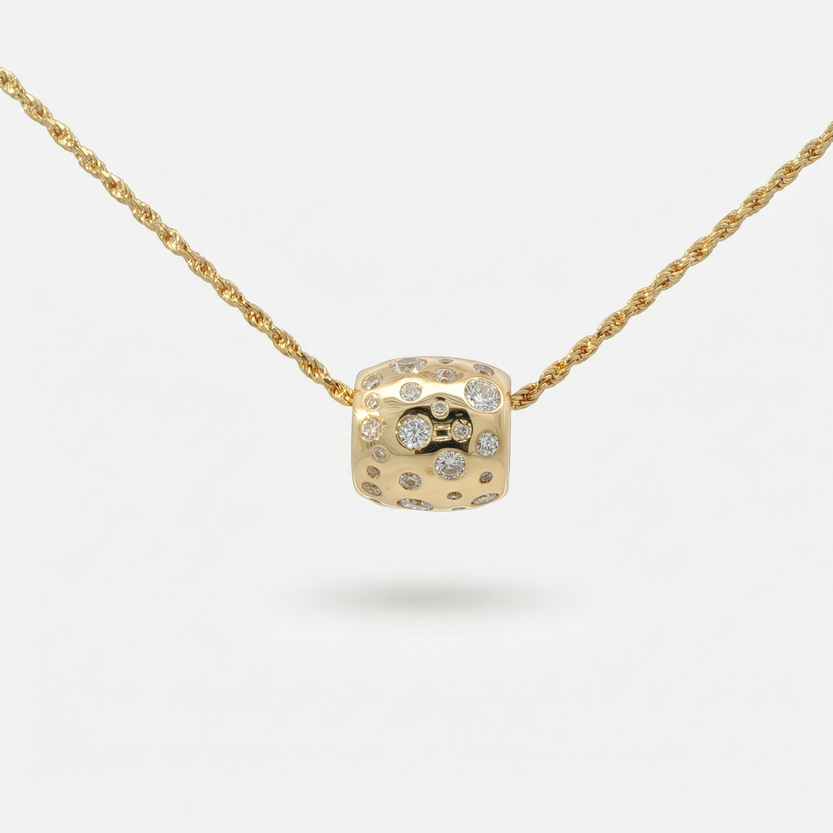 Constellation Pendant Necklace with White Round Stone – on Yellow Gold
