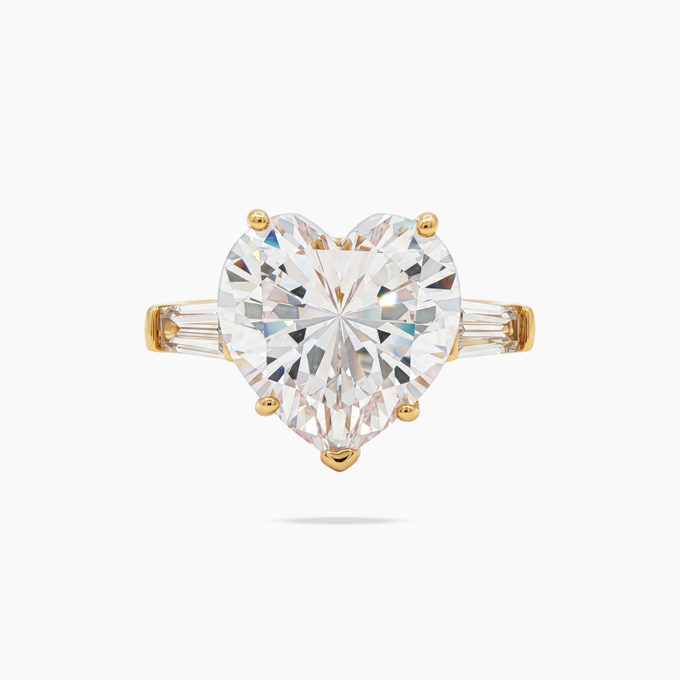 Love Heart Trilogy with White Heart Stone – on Yellow Gold