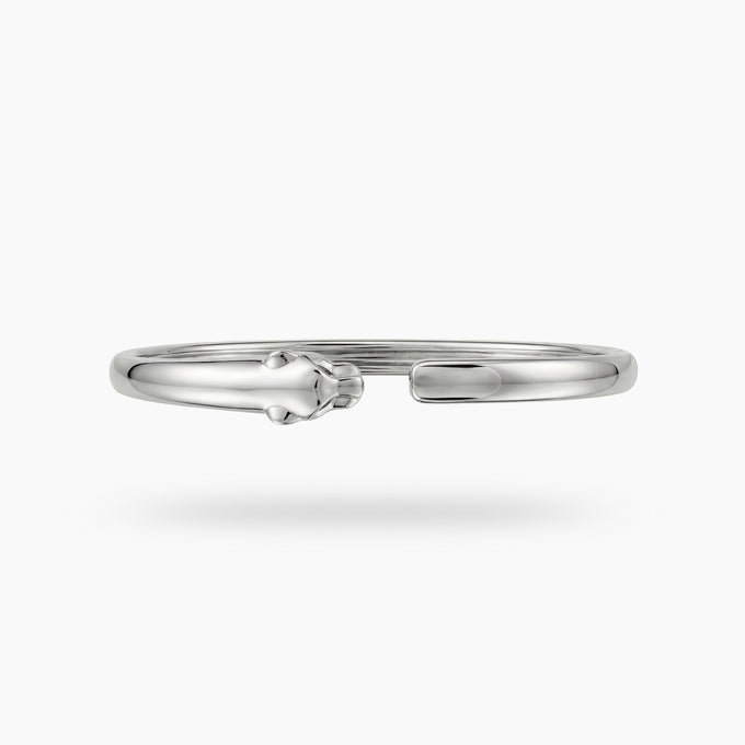 Tiger Bangle with Green Round Stone – on White Gold