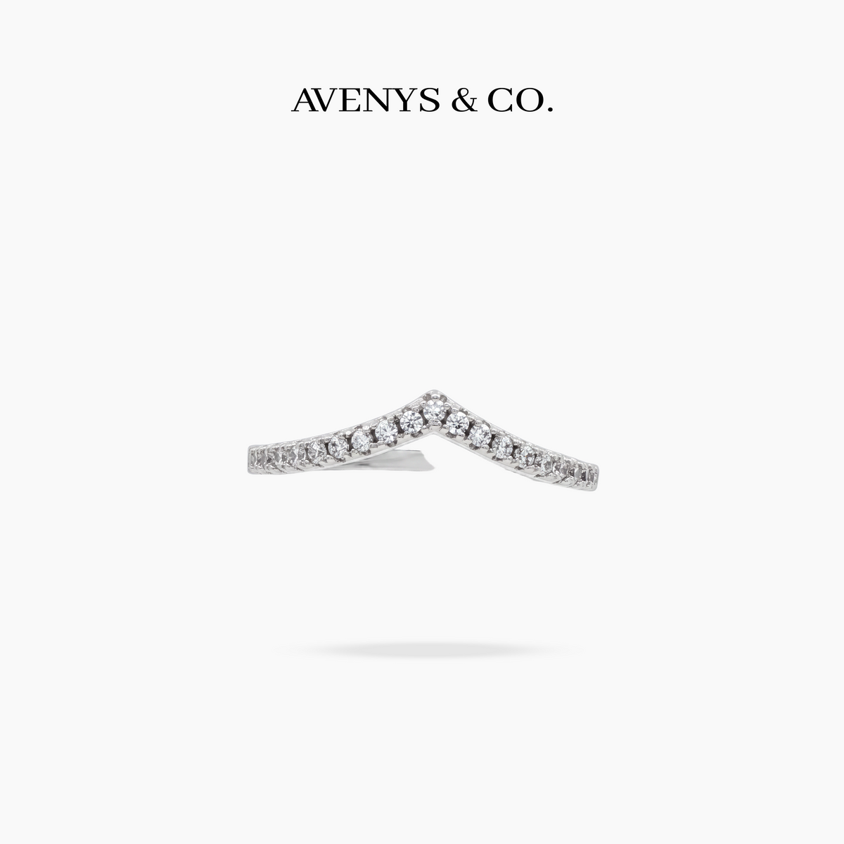 AV Forever™ V Half Eternity Ring (2mm) with White Round Stone – on White Gold