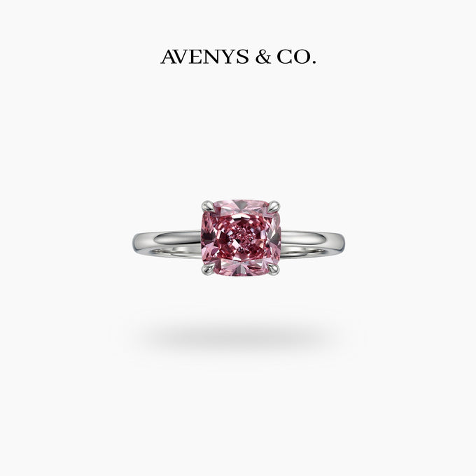 Princess Square Ring with Pink Princess Stone – on White Gold