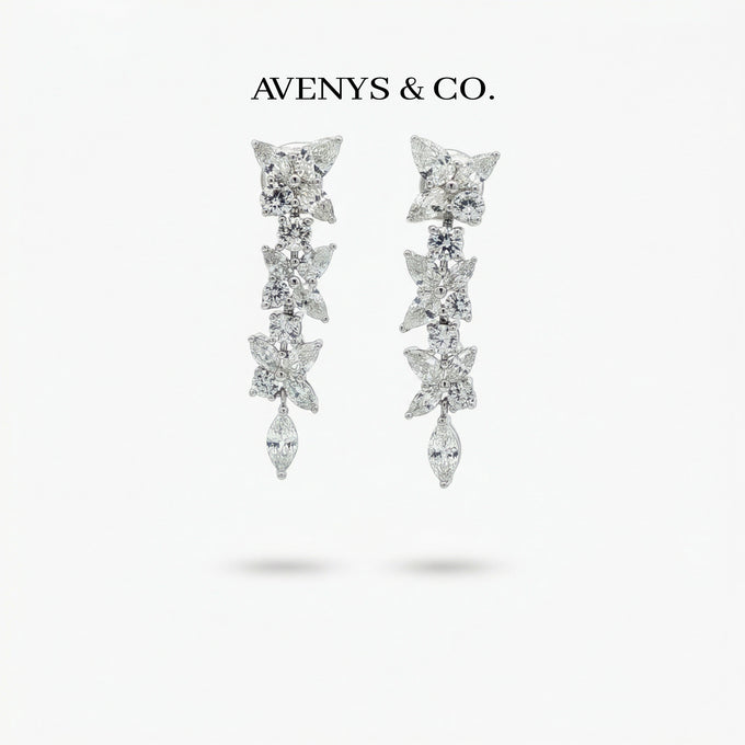 Pear Marquis Drop Earrings with White Pear Stone – on White Gold