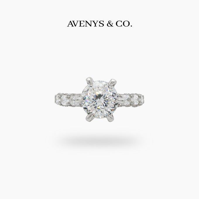 Stardust 3ct Solitaire Ring with White Round Stone – on White Gold