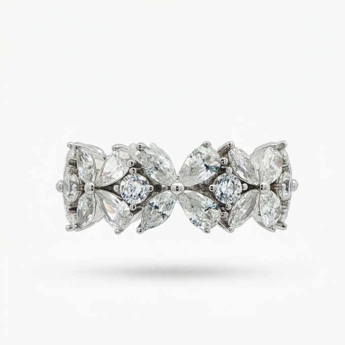 Pear Marquis Eternity Ring with White Pear Stone – on White Gold
