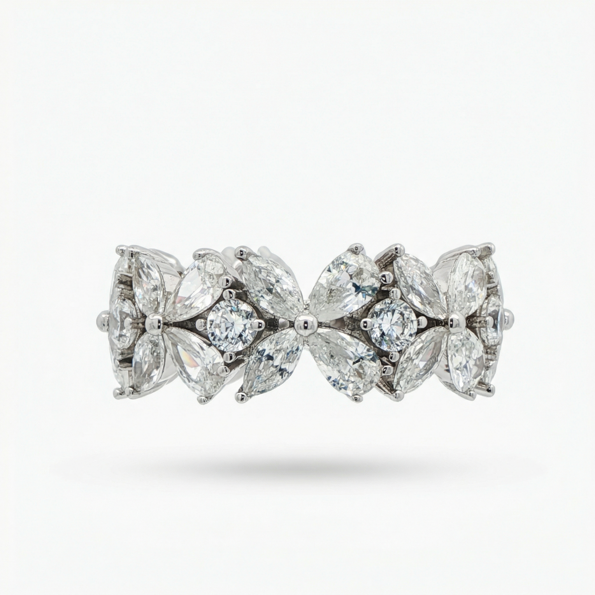 Pear Marquis Eternity Ring with White Pear Stone – on White Gold