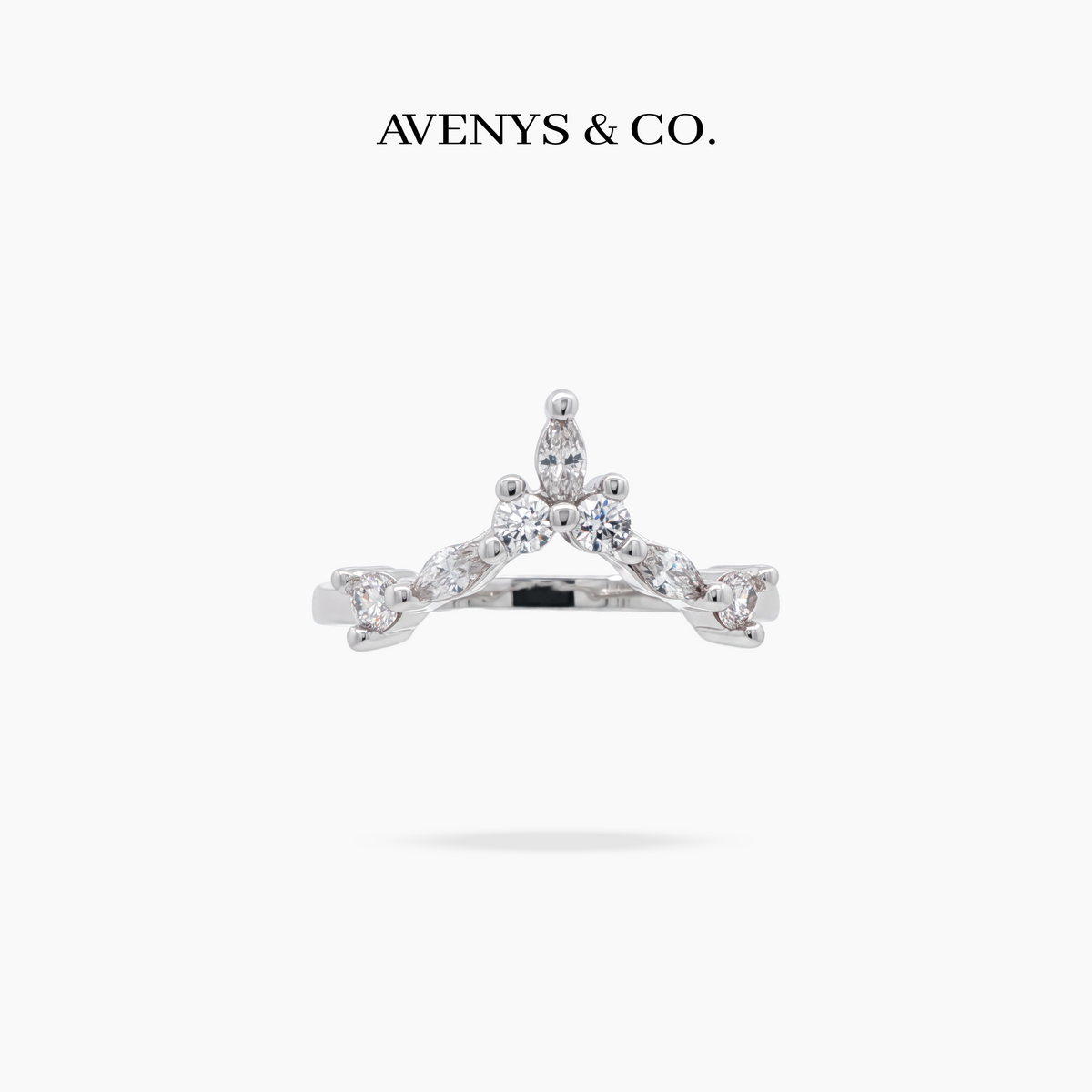 AV Forever™ V Marquise Eternity Ring (2mm) with White Marquise Stone – on White Gold