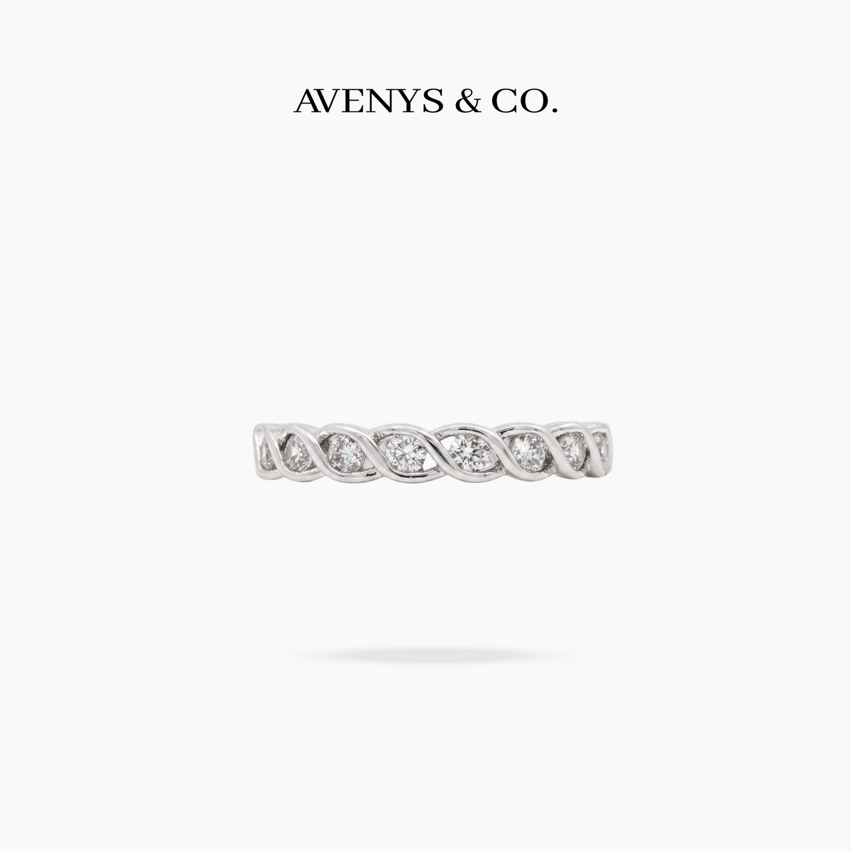 AV Forever™ Twist Eternity Ring (2mm) with White Round Stone – on White Gold