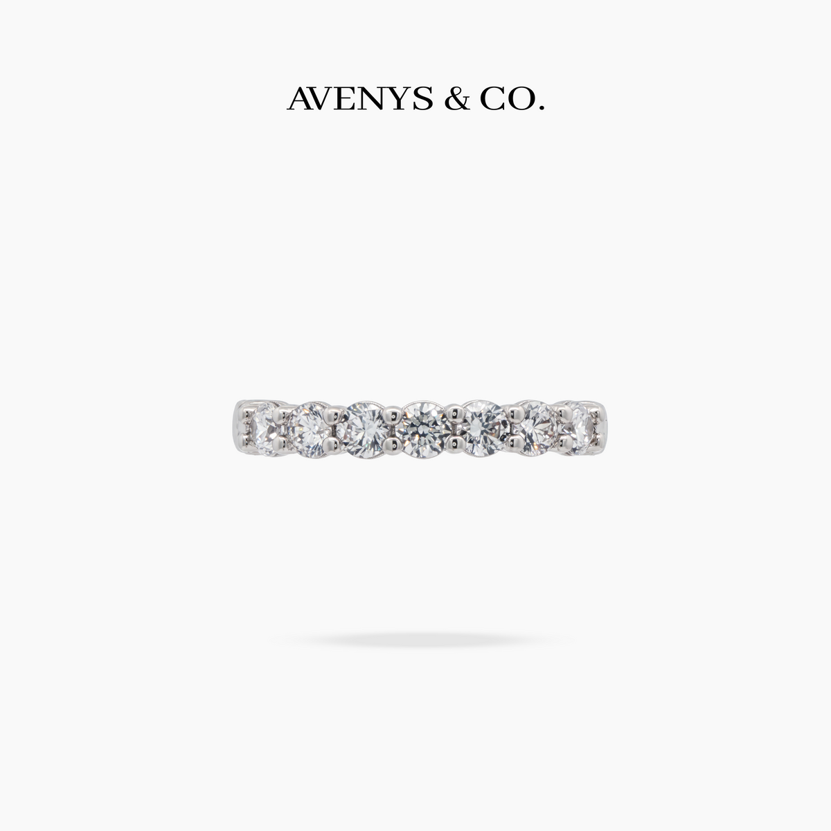 AV Forever™ Air Half Eternity Ring (3mm) with White Round Stone – on White Gold