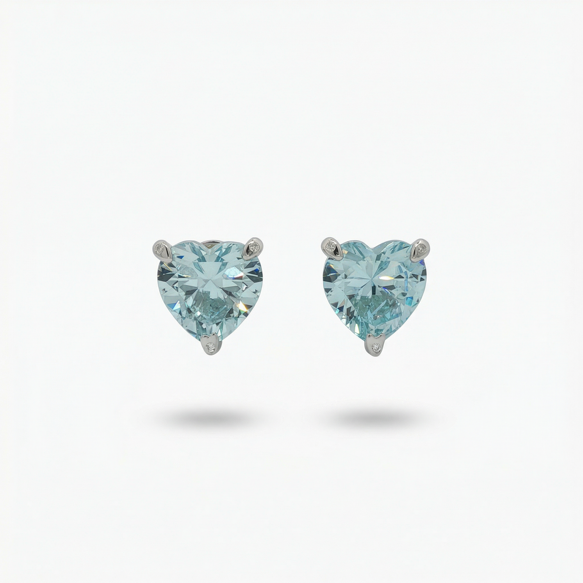 Love Heart Earrings with Paraiba Heart Stone – on White Gold