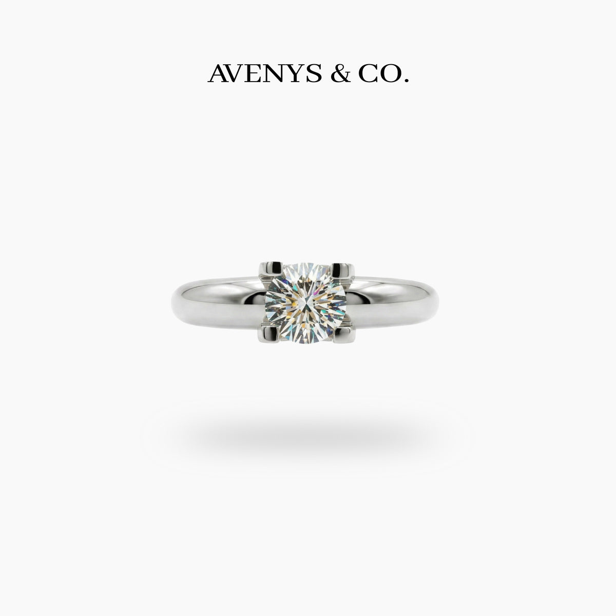 Suspension Classic Ring with White Round Stone – on White Gold
