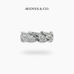 Birds Classic Ring with White Round Stone – on White Gold