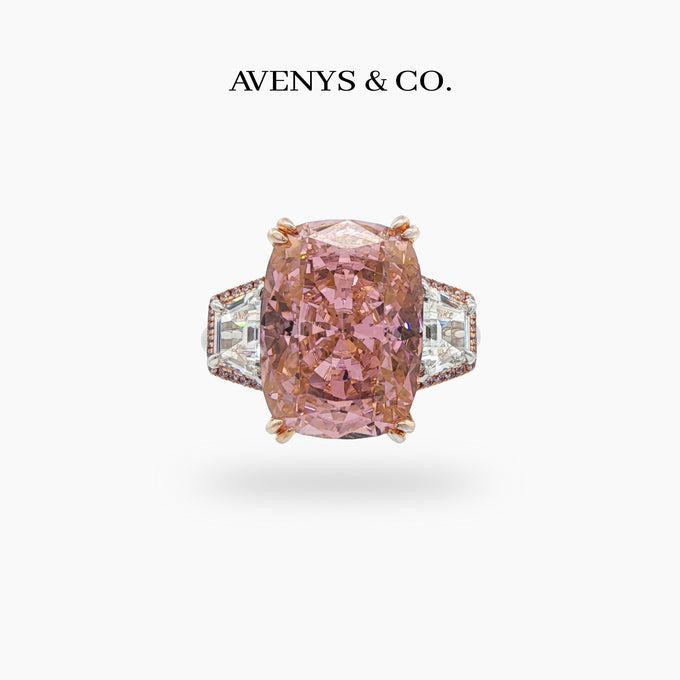 Trilogy Halo Ring with Pink Cushion Stone – on White Gold