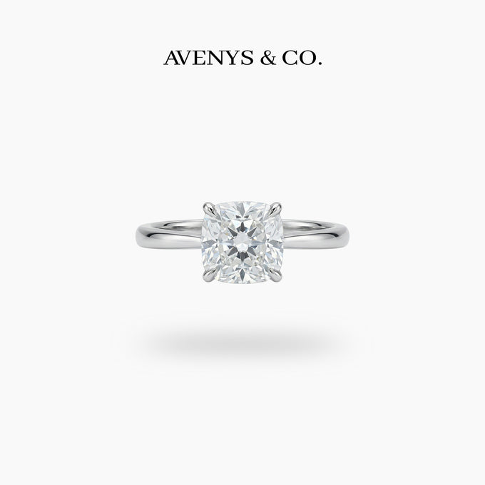Princess Square Ring with White Princess Stone – on White Gold
