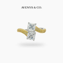 Duality Ring with White Pear Stone – on White Gold
