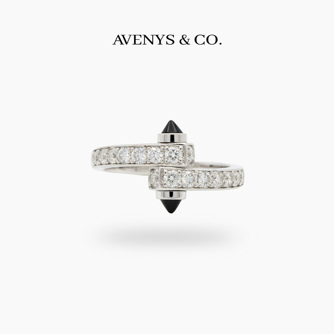 Spike Pave Ring with White Round Stone – on White Gold