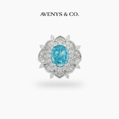 Bloom Burst Ring with Paraiba Oval Stone – on White Gold