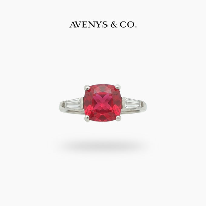 Princess Trilogy Ring with Red Princess Stone – on White Gold