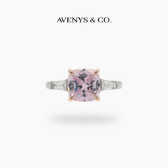 Princess Trilogy Ring with Pink Princess Stone – on White Gold