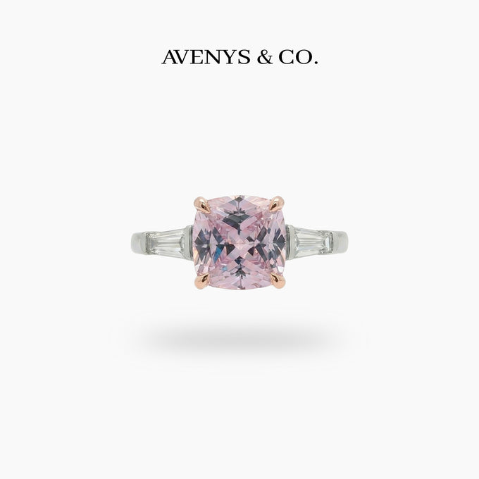 Princess Trilogy Ring with Pink Princess Stone – on White Gold