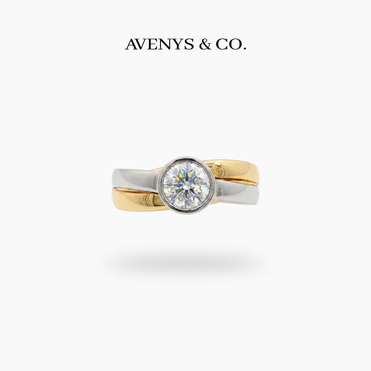 Double Stacking Solitaire Ring with White Round Stone – on Yellow Gold ...