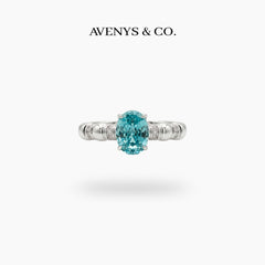 Oval Paraiba Solitaire Ring with Paraiba Oval Stone – on White Gold