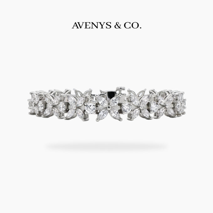 Star Eternity Classic Bracelet with White Marquise Stone – on White Gold