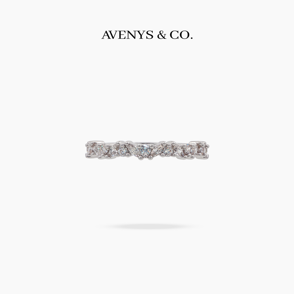 AV Forever™ Marquise Half  Eternity Ring (2mm) with White Marquise Stone – on White Gold