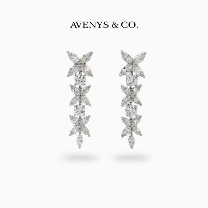 Star Eternity Earrings with White Marquise Stone – on White Gold