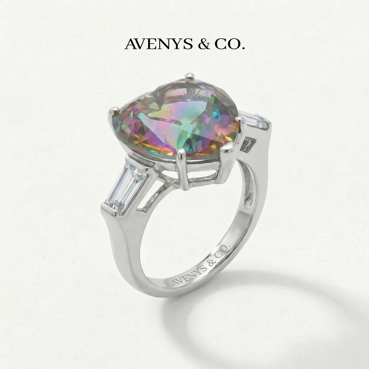 Love Heart Trilogy with Alexandrite Heart Stone – on White Gold