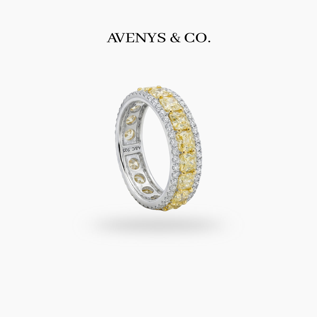 Sunshine Eternity Ring with Yellow Round Stone – on White Gold