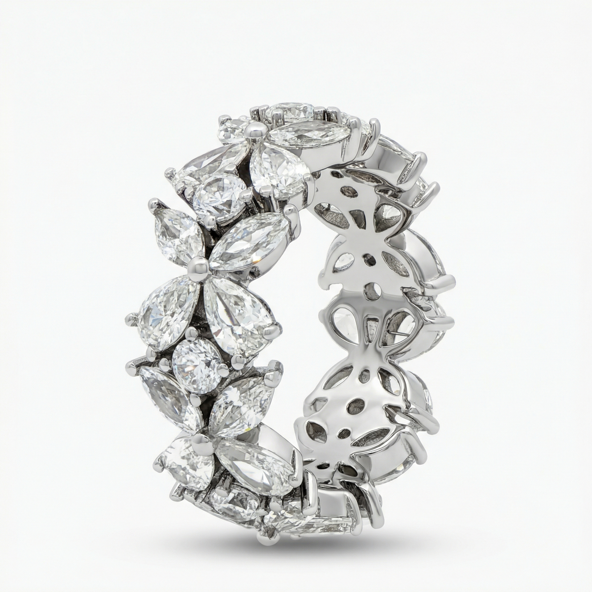 Pear Marquis Eternity Ring with White Pear Stone – on White Gold