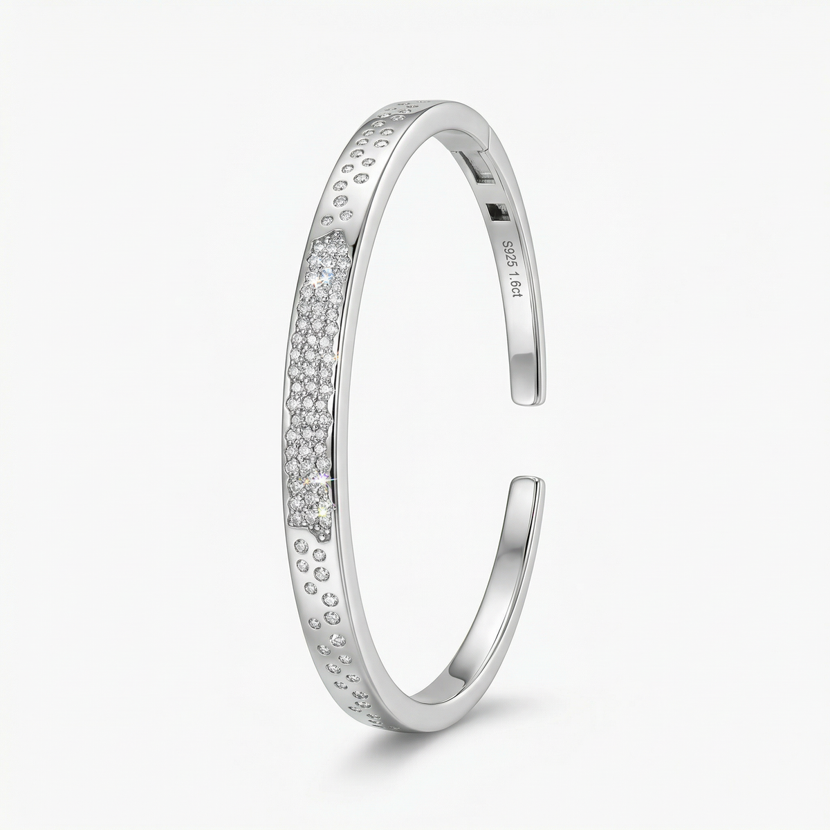Constellation Bangle with White Round Stone – on White Gold