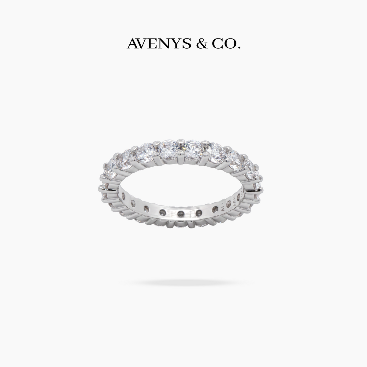 AV Forever™ Light Ring (3mm) with White Round Stone – on White Gold