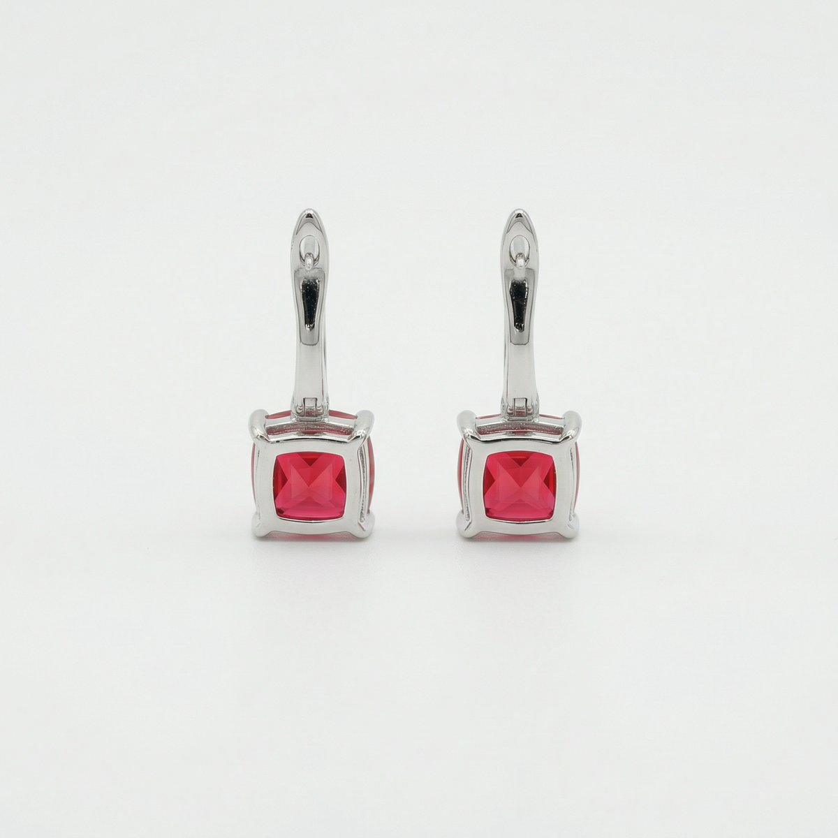 Princess Drop Earring with Red Princess Stone – on White Gold
