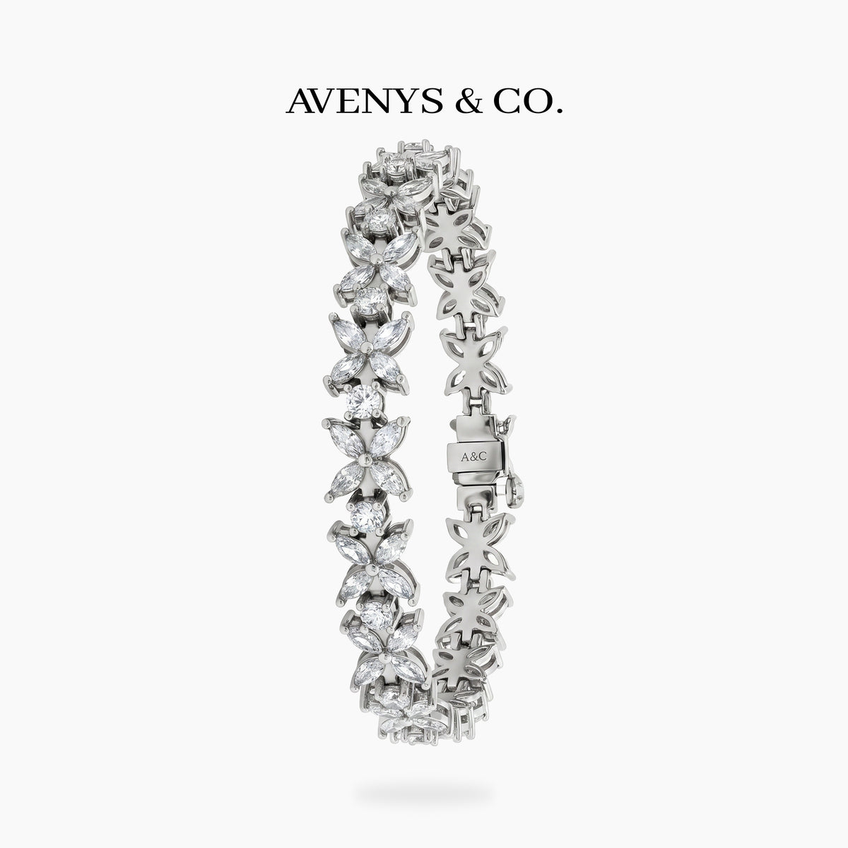 Star Eternity Classic Bracelet with White Marquise Stone – on White Gold