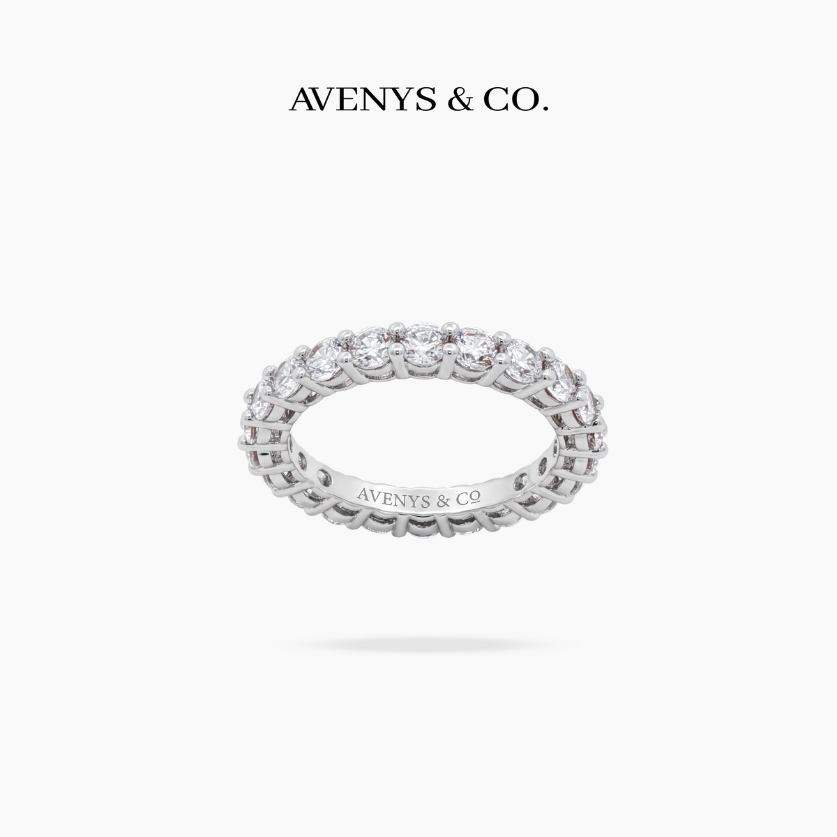 AV Forever™ Air Eternity Ring (3mm) with White Round Stone – on White Gold