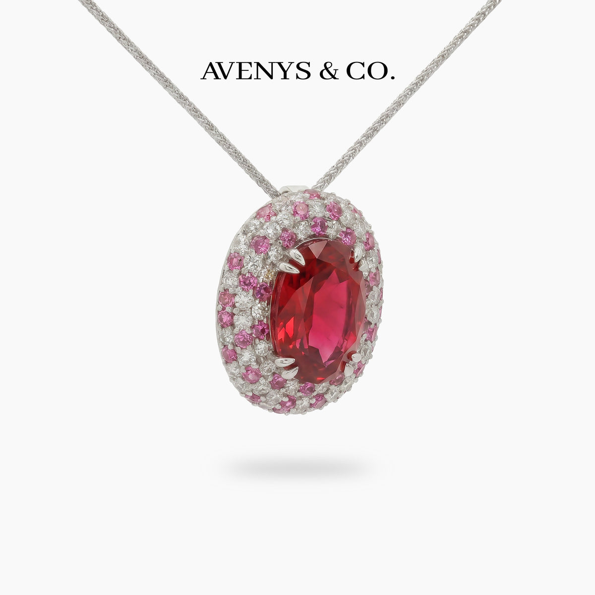 Ruby Empress with Red Oval Stone – on White Gold