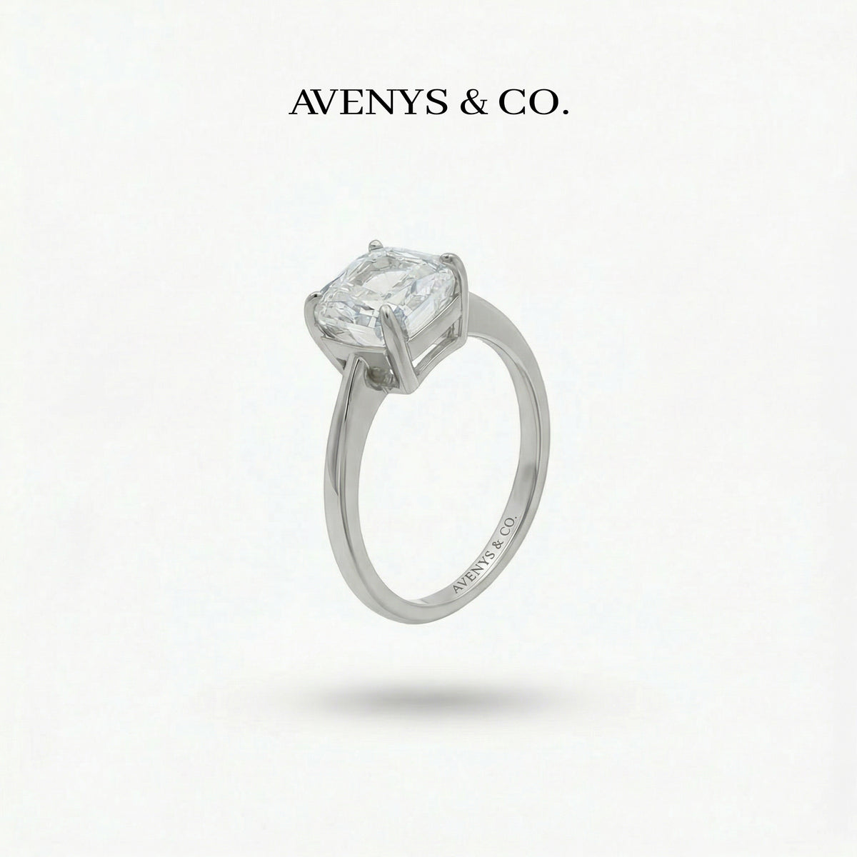 Princess Square Ring with White Princess Stone – on White Gold