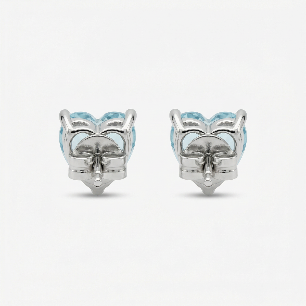 Love Heart Earrings with Paraiba Heart Stone – on White Gold