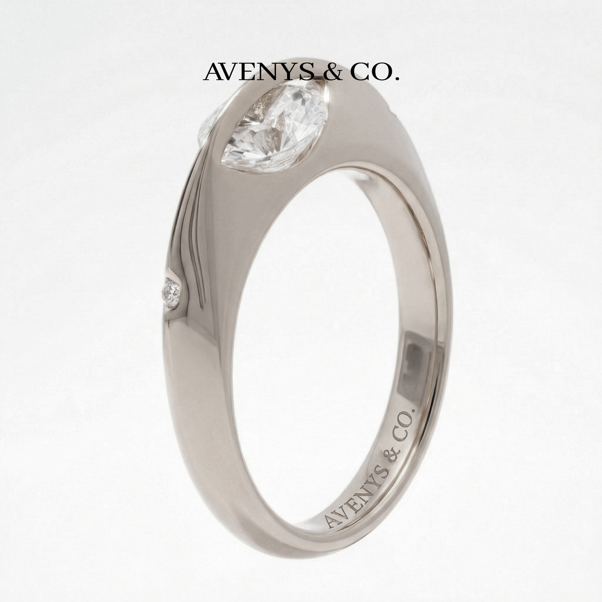 Dancing Diamonds Slim Ring with White Round Stone – on White Gold ...