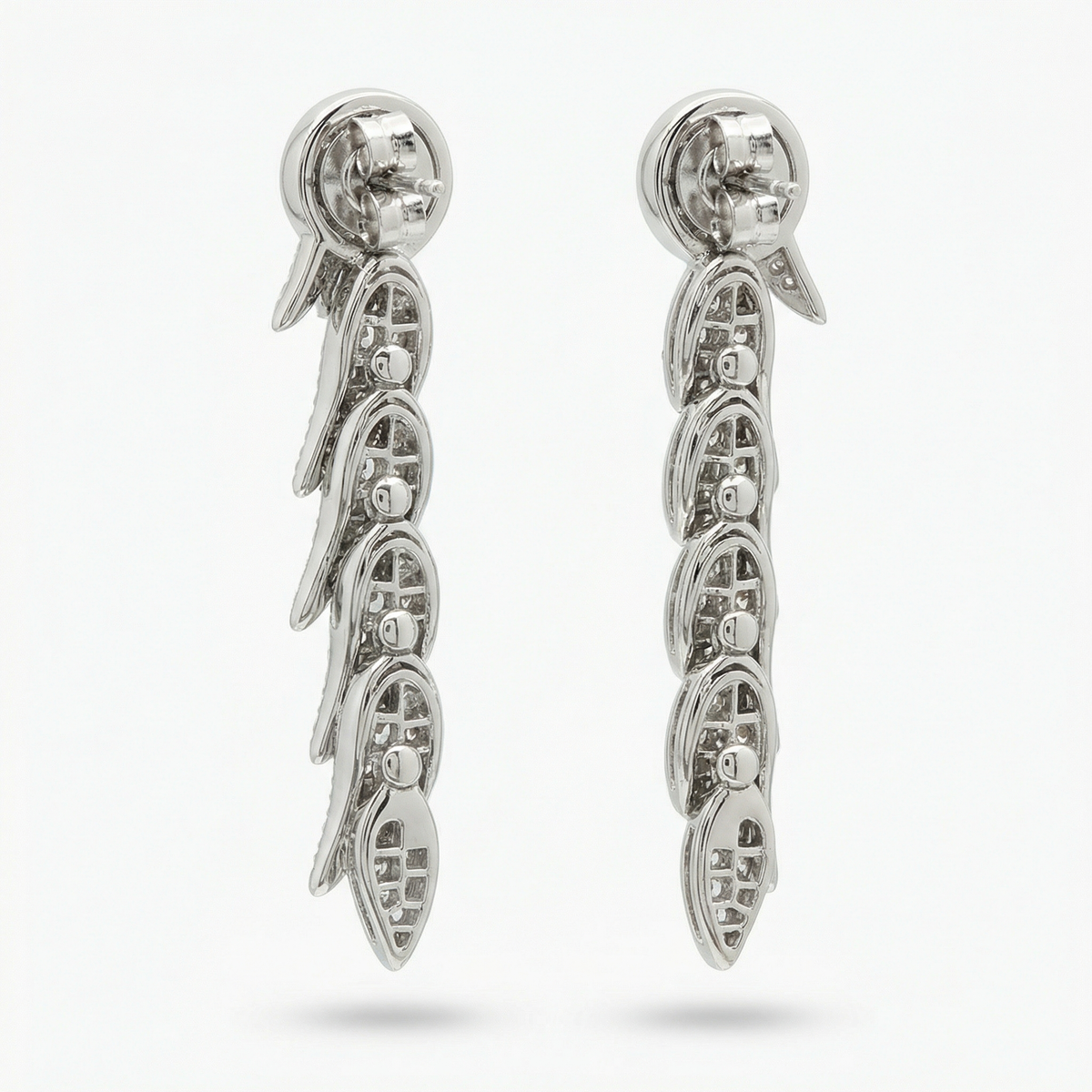 Birds Earrings with White Round Stone – on White Gold