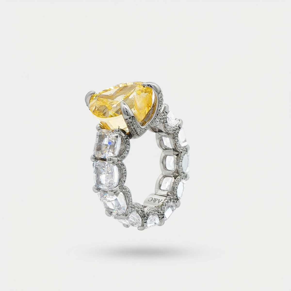 Queens Heart Ring with Yellow Heart Stone – on White Gold